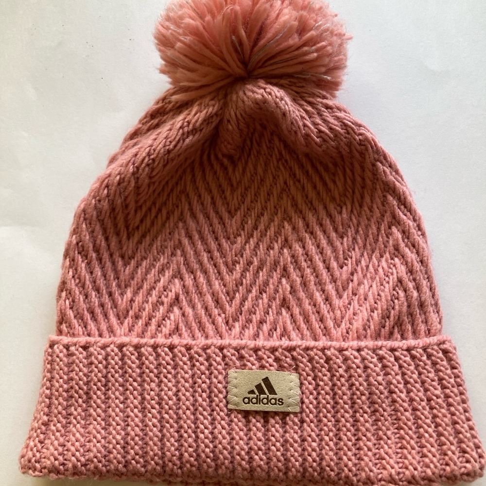 Adidas Kids Pink Pom-Pom Beanie